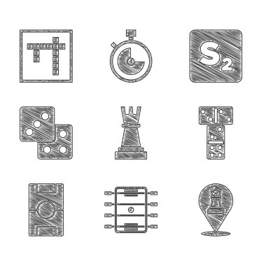 Set Chess, Hockey table, Domino, Game dice, Bingo and icon. Vector