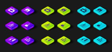 Sommelier, kurutulmuş üzüm, şarap italyan fiyaskosu şarap, fermantasyon ve karton kutu ikonu. Vektör