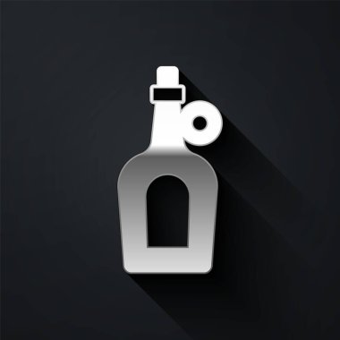 Siyah arka planda gümüş akçaağaç şurubu ikonu izole edilmiş. Uzun gölge tarzı. Vektör