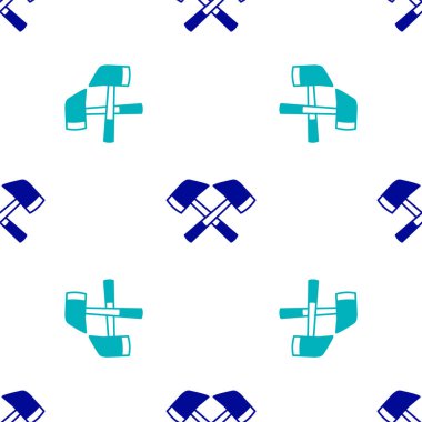 Mavi itfaiyeci balta ikonu beyaz arka planda izole edilmiş kusursuz desen. Yangın baltası. Vektör