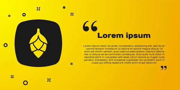 Black Hop icon isolated on yellow background. Vector — Stock Vector