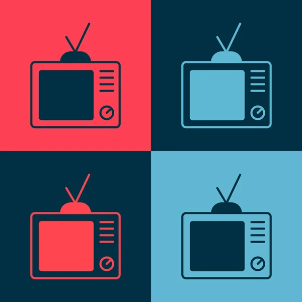 Pop art Retro tv icoon geïsoleerd op kleur achtergrond. Televisieteken. Vector — Stockvector