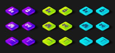 Makarna, tirbuşon, Milan Katedrali, Araba, Parfüm ve Ruj ikonu. Vektör