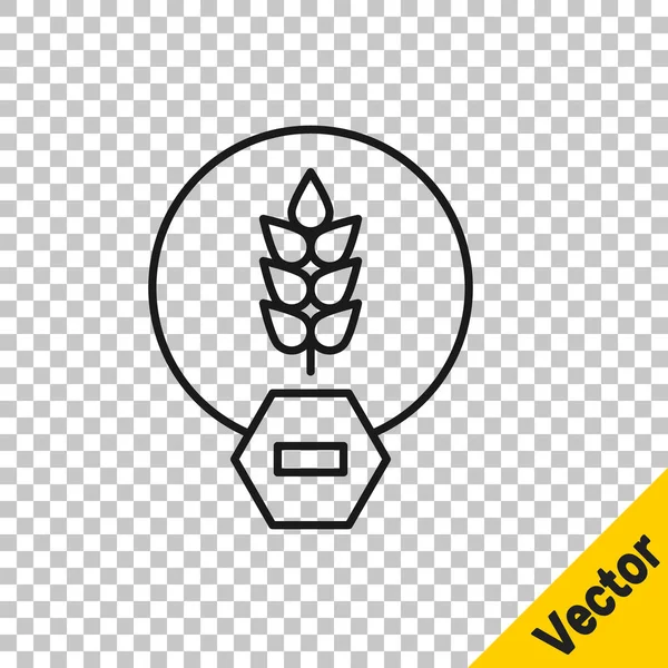 Schwarze Linie Glutenfreies Korn Symbol isoliert auf transparentem Hintergrund. Kein Weizenzeichen. Symbole für Nahrungsmittelunverträglichkeit. Vektor — Stockvektor