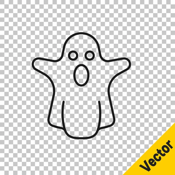 Línea negra Icono fantasma aislado sobre fondo transparente. Feliz fiesta de Halloween. Vector — Vector de stock