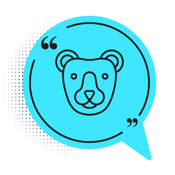 Black line Bear head icon isolated on white background. Blue speech bubble symbol. Vector — Stock Vector