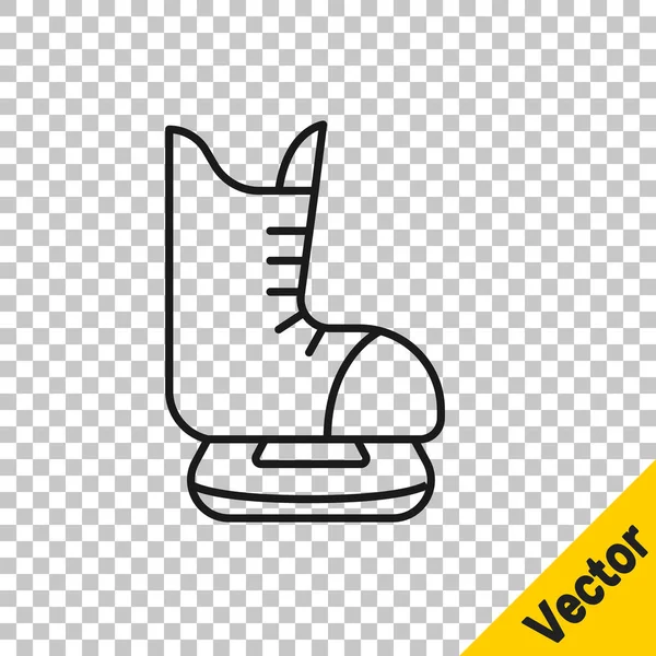 Icono de Black line Skates aislado sobre fondo transparente. Icono de zapatos de patín de hielo. Botas deportivas con cuchillas. Vector — Vector de stock