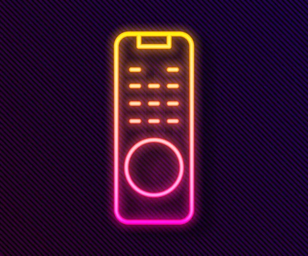 Glowing neon line Remote control icon isolated on black background. Vector — Stock Vector