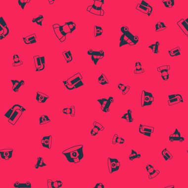 İtfaiyeci miğferini, yangın söndürücüyü ve yanan arabayı kusursuz şekilde ayarla. Vektör