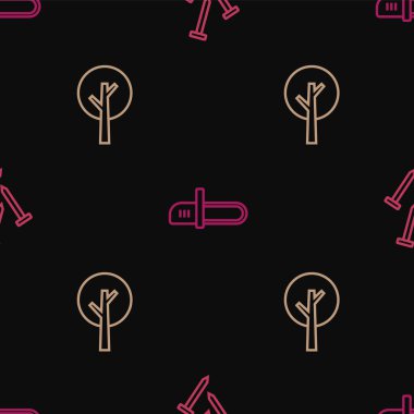 Metalik çiviler, ağaç ve testere hattını kusursuz desene ayarlayın. Vektör