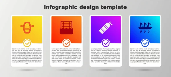 Állítsa csónak evezők, Vízilabda, Aqualung és kenu evezős csapat sport. Üzleti infografikai sablon. Vektor — Stock Vector