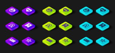 Amerikan bayrağı, Amerika 'nın Bağımsızlık Günü, Yıldız Madalyası ve ikon. Vektör