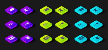 Tahta fıçı, barlı sokak tabelası, bira şişesi, bir bardak şampanya, su ikonunda votka ve Effervescent tabletleri. Vektör