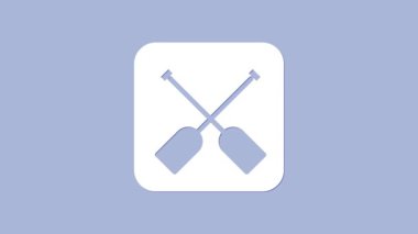 Beyaz Paddle simgesi mor arkaplanda izole edildi. Kürek çekin. 4K Video hareketli grafik canlandırması