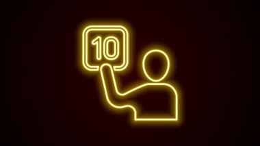 Jürinin simgesinin parlak neon hattı değerlendirmesi siyah arkaplanda izole edildi. 4K Video hareketli grafik canlandırması