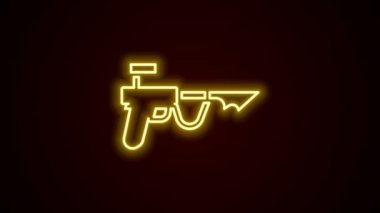 Parlayan neon hattı Balıkçılık zıpkını simgesi siyah arkaplanda izole edildi. Suyun altında balık yakalamak için balıkçılık üreticileri. Su altı ekipmanları. 4K Video hareketli grafik canlandırması