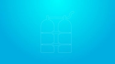 Pembe çizgi Aqualung simgesi mavi arkaplanda izole edildi. Dalgıçlar için oksijen tüpü. Dalış ekipmanları. Olağanüstü bir spor. Su altı ekipmanları. 4K Video hareketli grafik canlandırması