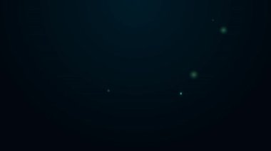 Parlayan neon hattı ya da siyah arka planda izole edilmiş yelkenli gemi simgesi. Yelkenli deniz seyahati. 4K Video hareketli grafik canlandırması