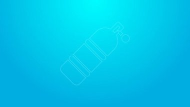 Pembe çizgi Aqualung simgesi mavi arkaplanda izole edildi. Dalgıçlar için oksijen tüpü. Dalış ekipmanları. Olağanüstü bir spor. Su altı ekipmanları. 4K Video hareketli grafik canlandırması