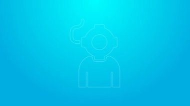 Pembe çizgi Aqualung simgesi mavi arkaplanda izole edildi. Dalış kaskı. Su altı ekipmanları. 4K Video hareketli grafik canlandırması