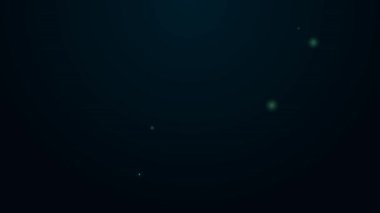 Parlayan neon hattı rüzgar sörfü simgesi siyah arkaplanda izole edildi. 4K Video hareketli grafik canlandırması