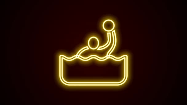 Icono de polo acuático de línea de neón brillante aislado sobre fondo negro. Animación gráfica de vídeo 4K — Vídeos de Stock