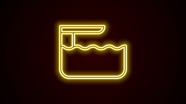 Glowing neon line Diving board or springboard icon isolated on black background. 4K Video motion graphic animation — Stock Video