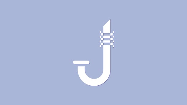 Icono de snorkel blanco aislado sobre fondo púrpura. Equipo submarino de buceo. Animación gráfica de vídeo 4K — Vídeo de stock