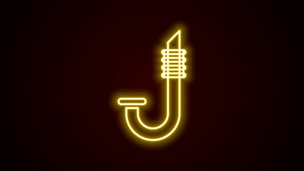 Világító neon vonal Snorkel ikon elszigetelt fekete alapon. Víz alatti búvárfelszerelés. 4K Videó mozgás grafikus animáció — Stock videók