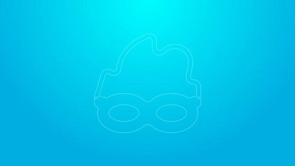 Pink line Glasses for swimming icon isolated on blue background. Swimming goggles. Diving underwater equipment. 4K Video motion graphic animation — Stock Video
