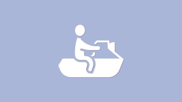 White Jet ski icon isolated on purple background. Water scooter. Extreme sport. 4K Video motion graphic animation — Stock Video