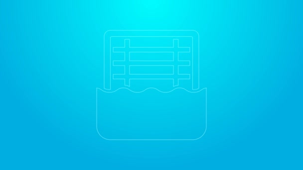Linea rosa icona pallanuoto isolato su sfondo blu. Animazione grafica 4K Video motion — Video Stock
