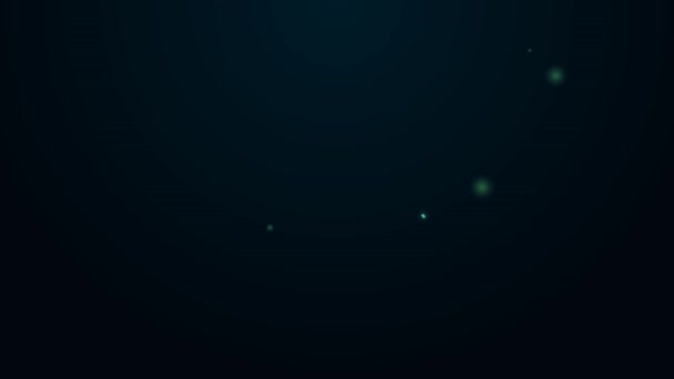 Linea neon luminosa Muta per icona subacquea isolata su sfondo nero. Attrezzatura subacquea subacquea. Animazione grafica 4K Video motion — Video Stock