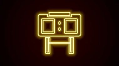 Parlak neon hattı Sport mekanik skorbordu ve sonuç simgesi siyah arkaplanda izole edildi. 4K Video hareketli grafik canlandırması