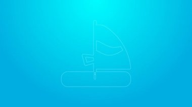 Pembe çizgili rüzgar sörfü simgesi mavi arkaplanda izole edildi. 4K Video hareketli grafik canlandırması
