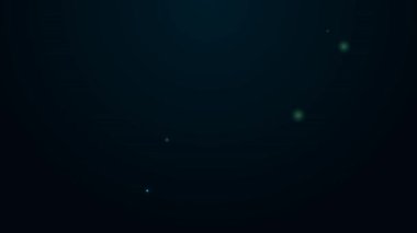 Parlayan neon hattı Kitesurfing simgesi siyah arkaplanda izole edildi. 4K Video hareketli grafik canlandırması