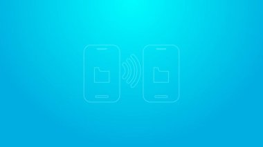 Pembe çizgi Bulut teknolojisi veri transferi ve mavi arkaplanda izole edilmiş depolama simgesi. 4K Video hareketli grafik canlandırması