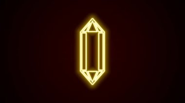 Parlayan neon hattı Gem Stone simgesi siyah arkaplanda izole edildi. Mücevher sembolü. Elmas. 4K Video hareketli grafik canlandırması