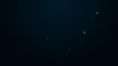 Parlayan neon hattı maden kamyonu ikonu siyah arka planda izole edildi. 4K Video hareketli grafik canlandırması