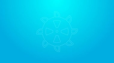 Mavi arka planda pembe çizgi Bucket tekerlek kazıcı simgesi izole edildi. 4K Video hareketli grafik canlandırması