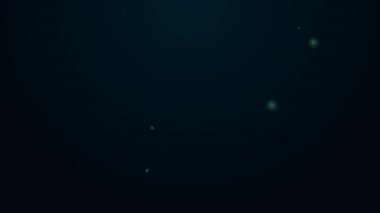 Siyah arkaplanda izole edilmiş bir kask ikonu içinde parıldayan neon hattı Miner. 4K Video hareketli grafik canlandırması