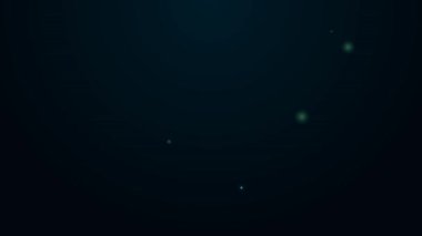 Parlayan neon hattı maden giriş simgesi siyah arka planda izole edildi. 4K Video hareketli grafik canlandırması