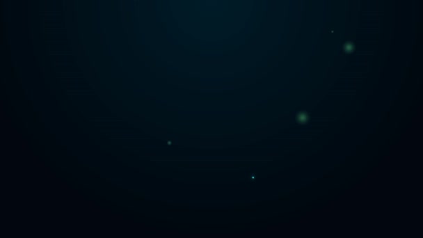 Glødende neonlinje kanoroing-sportsikon isolert på svart bakgrunn. Tre utøvere med årer som ror i båt. Samarbeid konseptet. 4K Video motion grafisk animasjon – stockvideo