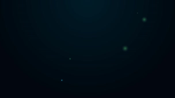 发光的霓虹灯线风筝冲浪图标孤立在黑色背景。4K视频运动图形动画 — 图库视频影像