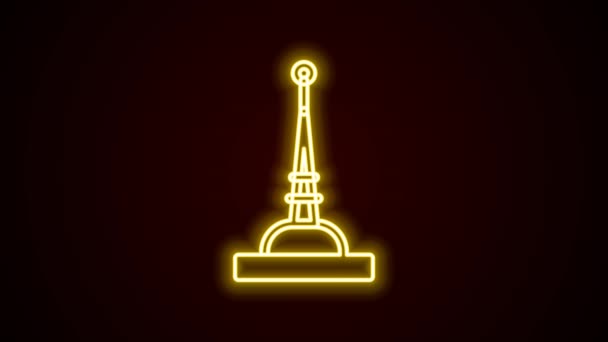 Icona luminosa al neon linea Antenna isolata su sfondo nero. antenna radio wireless. Tecnologia e antenna radio segnale di rete. Animazione grafica 4K Video motion — Video Stock
