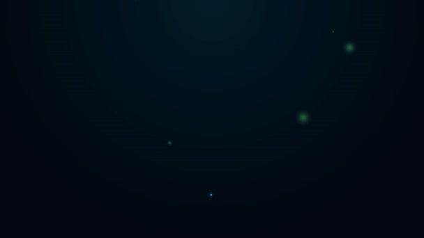 Icono de satélite de línea de neón brillante aislado sobre fondo negro. Animación gráfica de vídeo 4K — Vídeo de stock