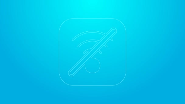 Pink line No Wi-Fi wireless internet network symbol icon isolated on blue background. 4K Video motion graphic animation — Stock Video