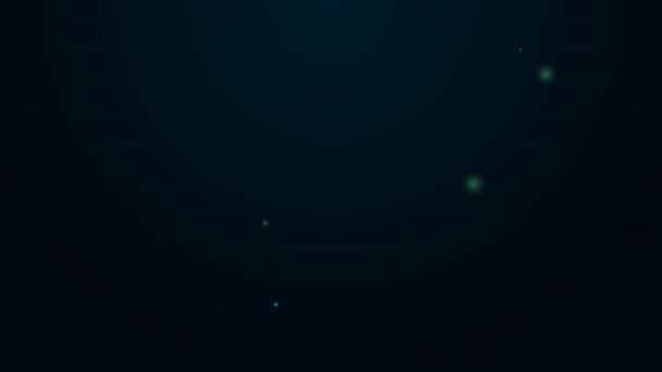 Glödande neon linje Skyffel och sten ikon isolerad på svart bakgrund. Trädgårdsredskap. Verktyg för trädgårdsodling, jordbruk, jordbruk. 4K Video motion grafisk animation — Stockvideo