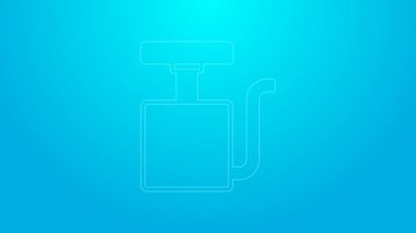 Mavi arka planda izole edilmiş dinamit ikonu için pembe çizgi ateşleyici. 4K Video hareketli grafik canlandırması