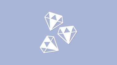 Beyaz Mücevher Taşı simgesi mor arkaplanda izole edilmiş. Mücevher sembolü. Elmas. 4K Video hareketli grafik canlandırması